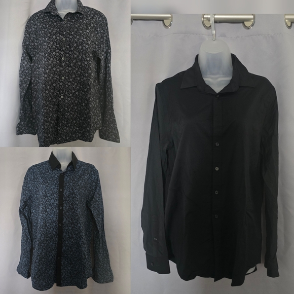 Express Other - EXPRESS 3 Mens Black and Patterned Button-Up Shirt Bundle